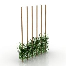 Buskar murgrönaväxt på trägaller 3d-modell