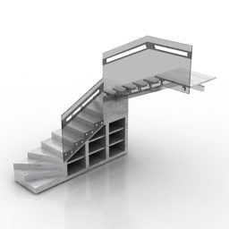 Escada com prateleira sob o modelo 3d