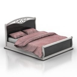 سرير مزدوج مع مرتبة وردية نموذج ثلاثي الأبعاد