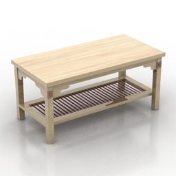 Square Coffee Table With Carved Lines 3d model