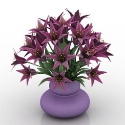 مزهرية زهرة بنفسجية لون بنفسجي نموذج ثلاثي الأبعاد