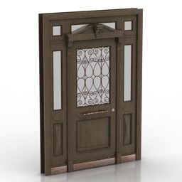 Mô hình 3d cửa gỗ óc chó cổ điển