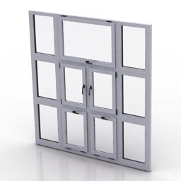 3d модель білої алюмінієвої віконної рами