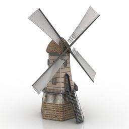 Model 3D holenderskiego wiatraka