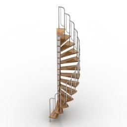 מעקה מתכת מדרגות מעוקלות דגם תלת מימד