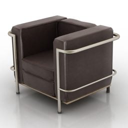 Cube-Sessel aus braunem Leder, 3D-Modell