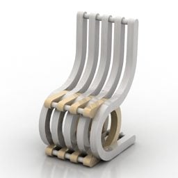 Sanat Sandalyesi Kavisli Çubuk Çerçevesi 3D modeli