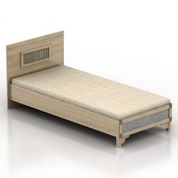 Eenpersoonsbed van hout met matras 3D-model