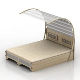 Podwójne łóżko z zakrzywionym dachem Model 3D