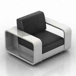 Fotel z zakrzywioną stalową ramą Model 3D