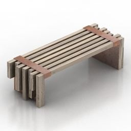 3д модель уличной скамейки в деревянном стиле