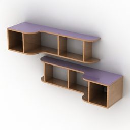 Wooden Shelves Wall Mounted 3d model