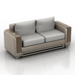 Leather Sofa White Brown Color 3d model