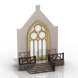 Country Church Village Building 3d-modell