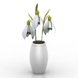 Mô hình 3d trang trí bình hoa Lily
