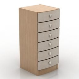 木储物柜六抽屉3d模型