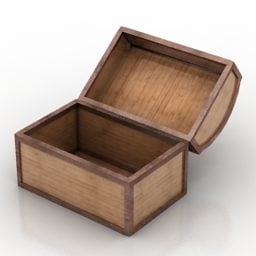 Gammal Wood Chest Box 3d-modell