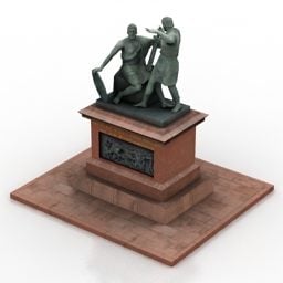स्क्वायर मूर्तिकला मिनिन पोजार्स्की 3डी मॉडल