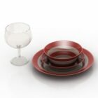 Set Of Plate With Glass