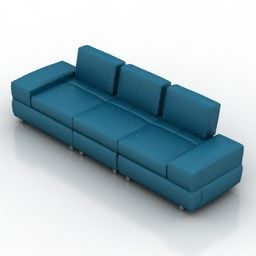 Blå sofa tre seter 3d-modell