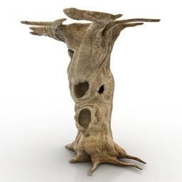 Vecchio modello 3d dell'albero di tronchi