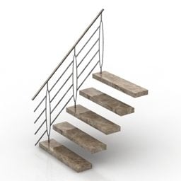 난간 요소가있는 계단 3d 모델