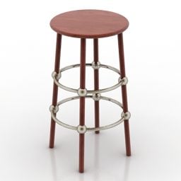 Bar Chair Wooden Round Top 3d model