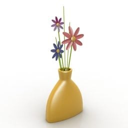 Vase Blomst Lilla Farge 3d-modell