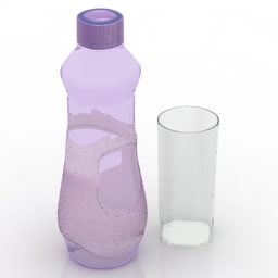 زجاجة بلاستيكية مع كوب نموذج ثلاثي الأبعاد