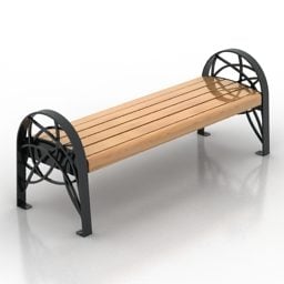 Modello 3d con struttura in acciaio classica panchina da parco