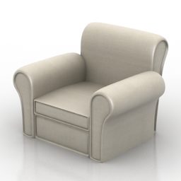 White Upholstery Armchair 3d model