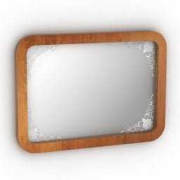 Espejo rectangular con marco de madera modelo 3d