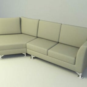 2-Sitzer-Sofa aus grünem Leder, 3D-Modell