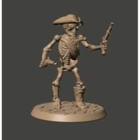 Modelo 3D de personagem em miniatura de esqueleto pirata