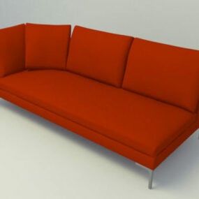 3-Sitzer-Sofa aus rotem Stoff, 3D-Modell