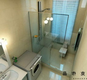 3d модель сучасного вишуканого інтер'єру ванної кімнати