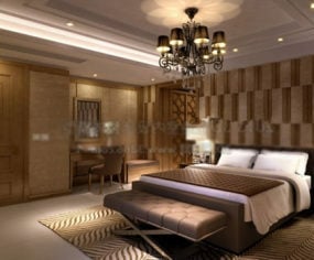 Leather Furniture Hotel Room Interior 3d model