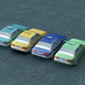 Lowpoly Taxi Cars Collection 3d model