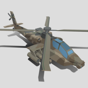 Lowpoly 64д модель вертолета Ah-3 Apache