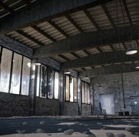 Old Abandoned Warehouse Scene 3d-malli