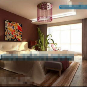 抽象绘画时尚卧室室内3d模型