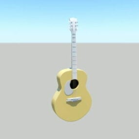 Lowpoly लकड़ी का ध्वनिक गिटार 3डी मॉडल