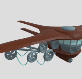 Ξύλινο παιχνίδι αεροπλάνου κινουμένων σχεδίων τρισδιάστατο μοντέλο