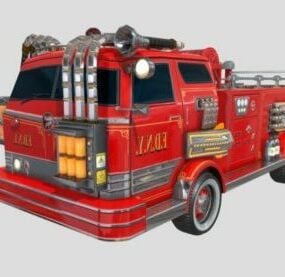 Model 3d Truk Pemadam Kebakaran Merah