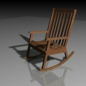 Country Wooden Rocking Chair 3d model
