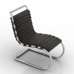 Чорне шкіряне вигнуте крісло 3d модель