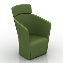 صندلی راحتی پشتی بلند مدل مخمل سبز سه بعدی