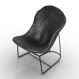 Fotel Cadeira z czarnej skóry Model 3D