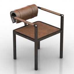 3D model kožené židle s ocelovým rámem