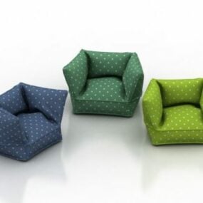 Modern Armchair Green Fabric 3d model